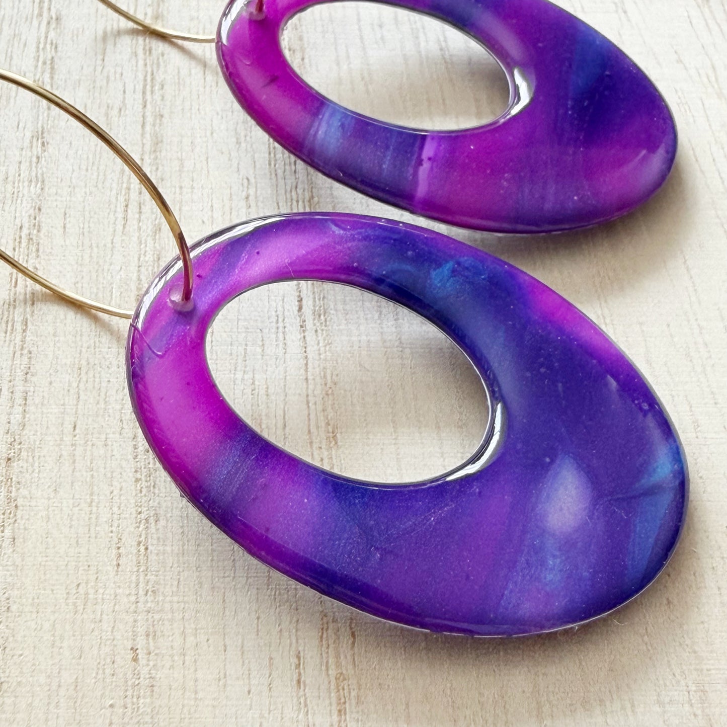 Oval Hoop Earrings | Purple