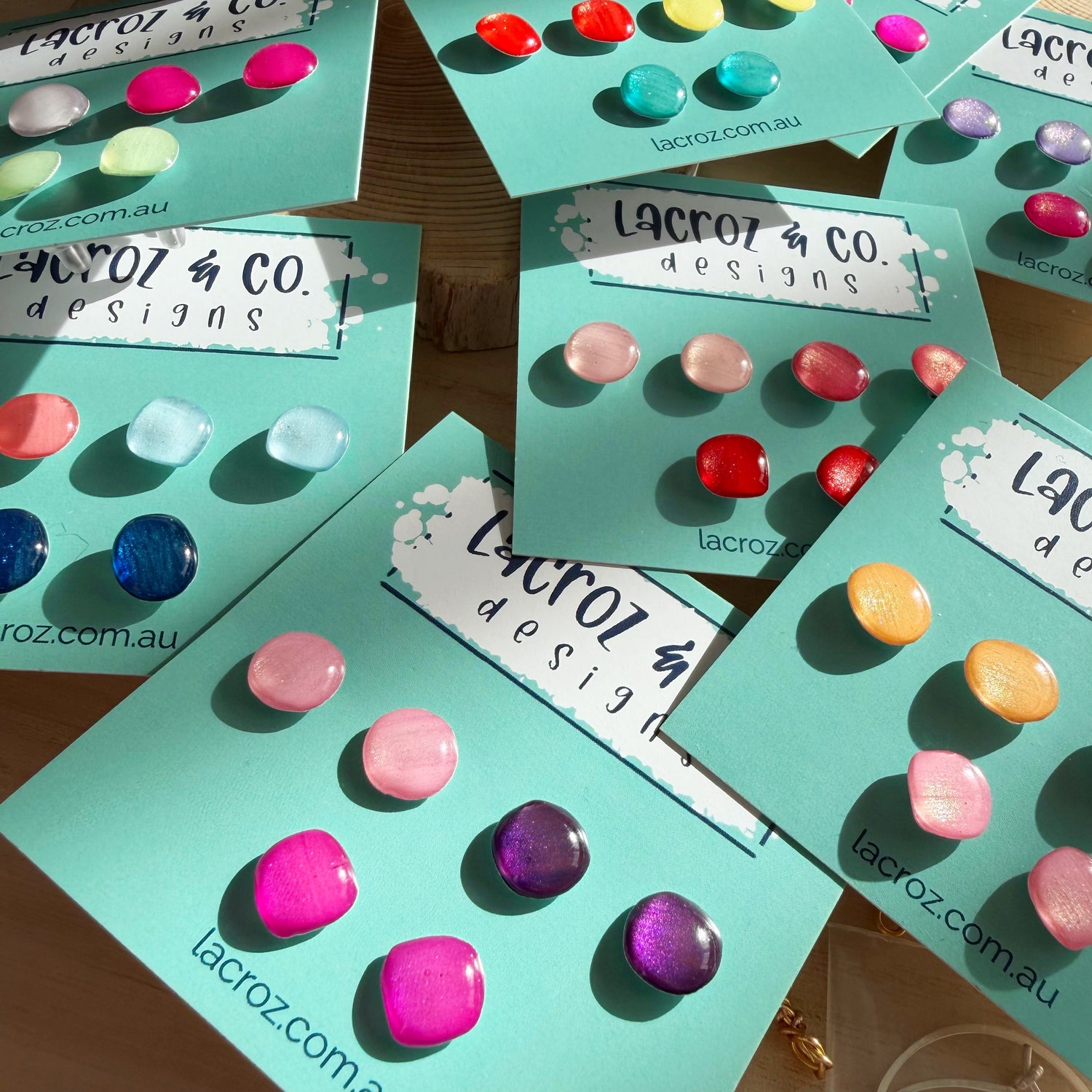 Colourful sets of small stud earrings