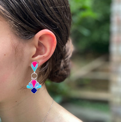 Art Deco Dangle Earrings | Pink