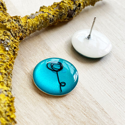 Floral Wire Art Earrings | Blue
