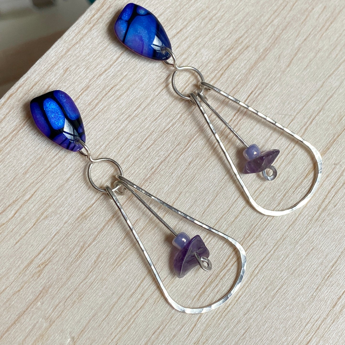 Capri | Purple Silver Teardrop Earrings