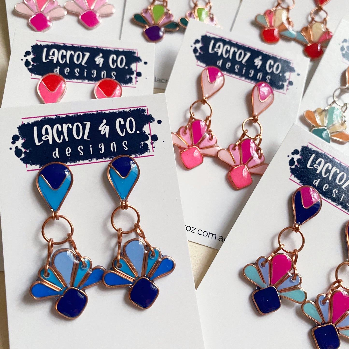 Art Deco Dangle Earrings | Pink