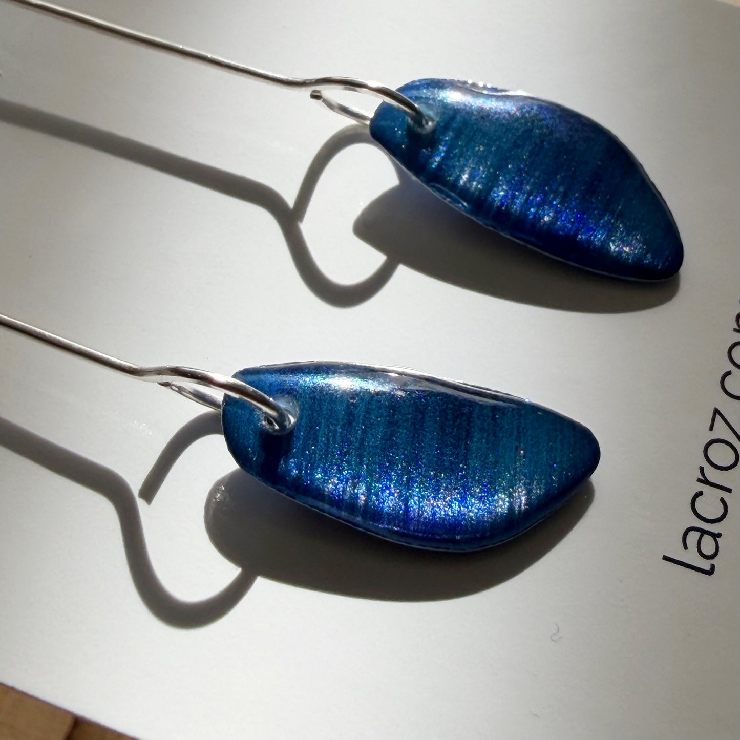 Organic Teardrop Earrings | Navy Blue