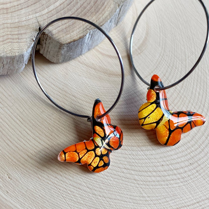 Butterflies | Hoop Earrings | Orange