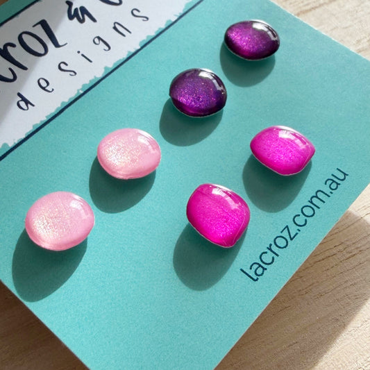 Stud Earring Sets | Pink Purple