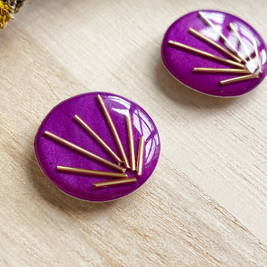 Art Deco Stud Earrings | Purple