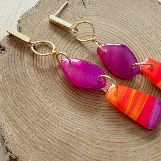 Amalfi | Dangle Earrings | Pink Aqua