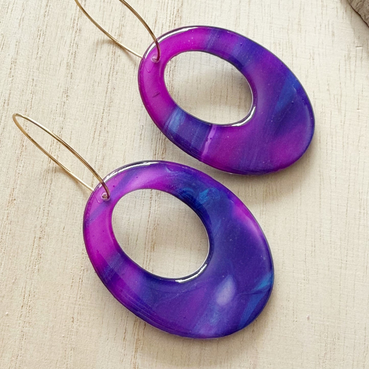 Oval Hoop Earrings | Purple