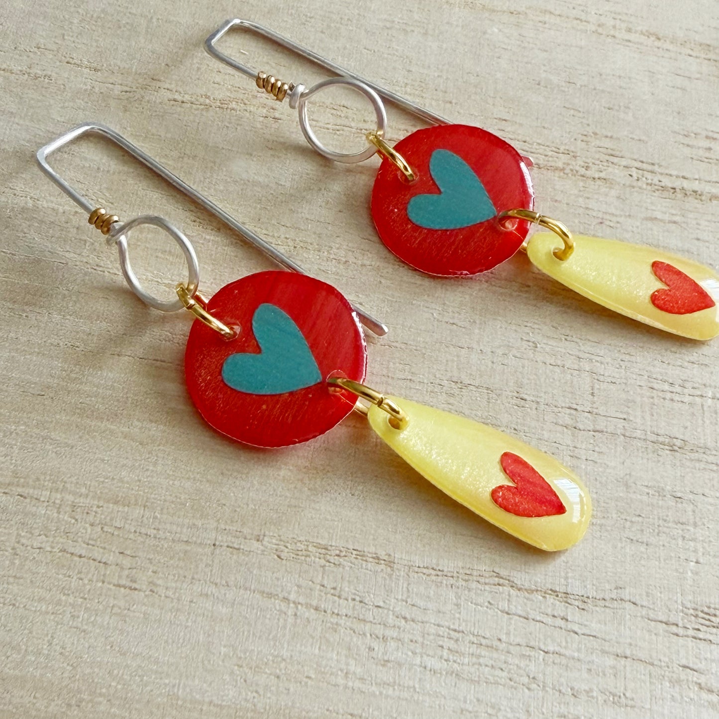 Heart Drop Earrings | Orange and Yellow