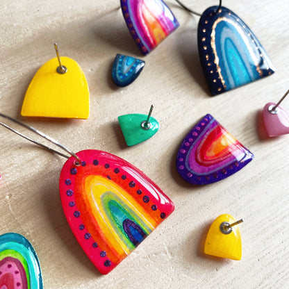 Lacroz Creations Earrings Pink Rainbows | Midi Stud Earrings
