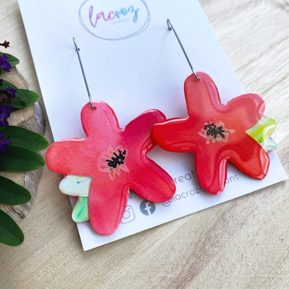 Lacroz Creations Earrings Summer Blooms - Midi | Pink Daisy Earrings