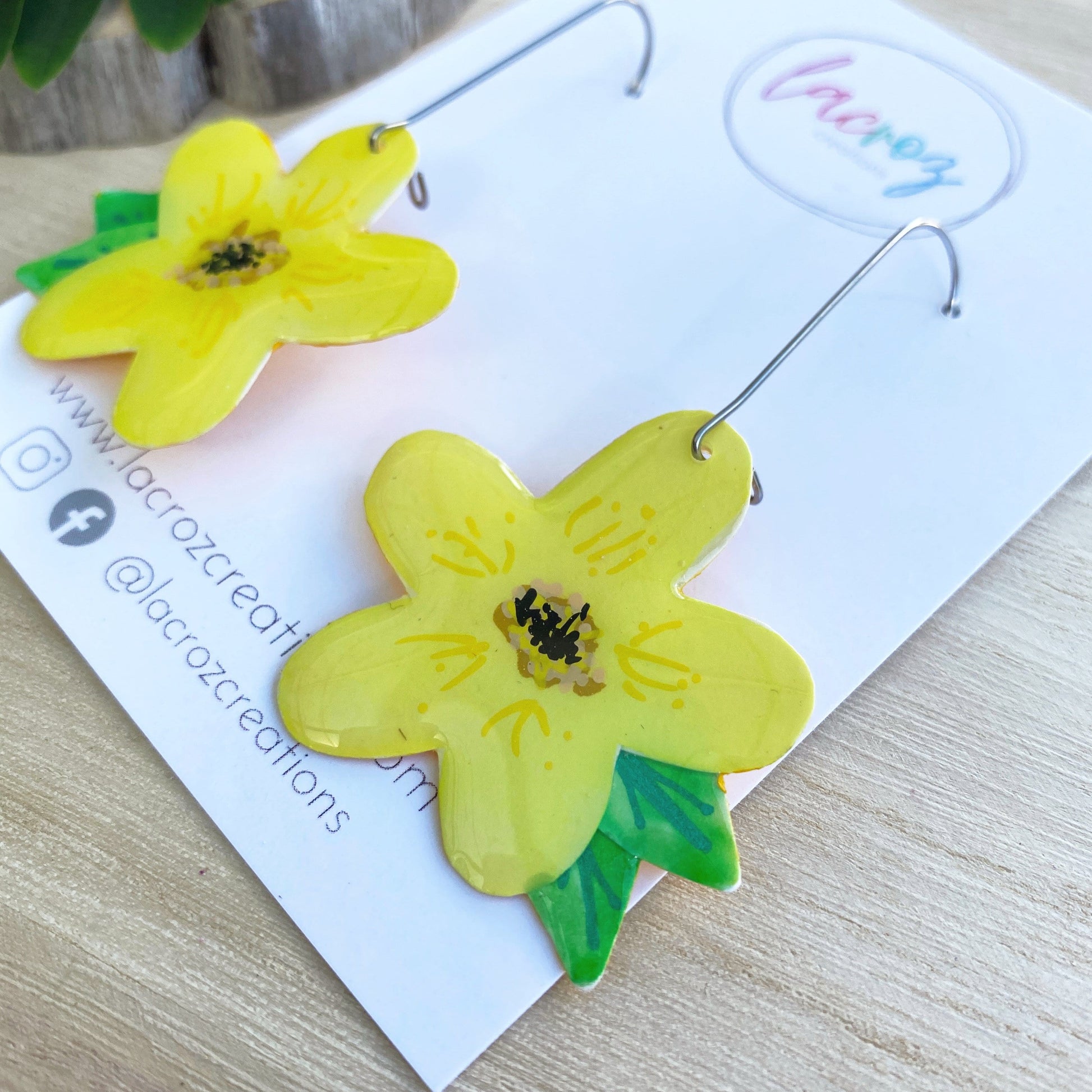 Lacroz Creations Earrings Summer Blooms - Midi | Yellow Daisy Earrings